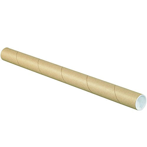 BOX USA BP3015W Mailing Tubes with Caps, 3" x 15", White (Pack of 24)