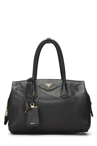 Prada, Pre-Loved Black Vitello Daino Convertible Top Handle Bag, Black