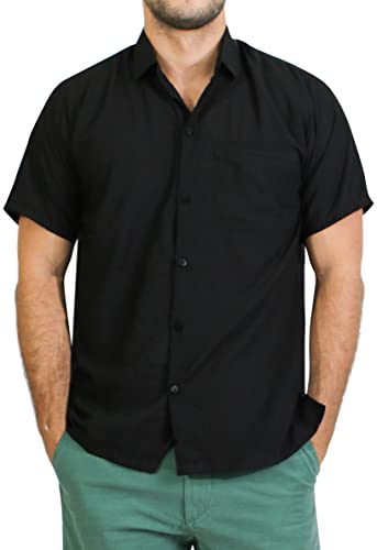 HAPPY BAY Men's Short Sleeve Button Down Summer Solid Shirts Casual Camp Vacation Shirt for Men Beach Business Work Shirt Tees with Pocket 7XL Mustard Plain