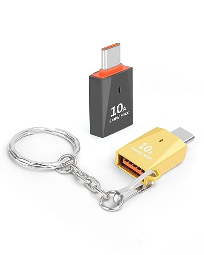 AIYEEN Upgraded Zinc Alloy USB C to USB Adapter 2 Pack, Type C Male to USB 3.0 Female Converter, OTG Adapter with Keychain, Compatible with iPad Samsung Galaxy Google Pixel (Gold+Black)