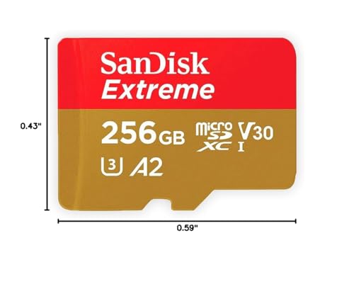 SanDisk 256GB Extreme MicroSDXC UHS-I Memory Card - C10, U3, V30, 4K, A2, Micro SD - SDSQXA1-256G-GN6MN