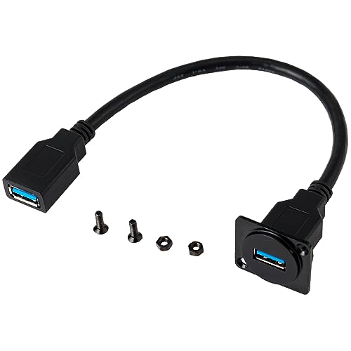 PENGLIN USB 3.0 Panel Mount Adapter, USB 3.0 Short Cable Panel Socket,USB A Female to Female Outlet Panel Connector Extension Cable 25CM/9.8Inch