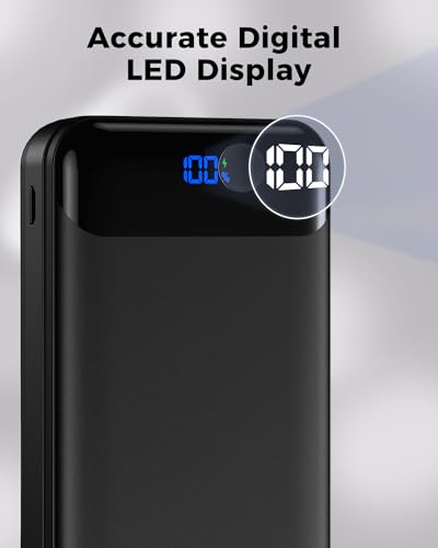 Portable Charger Power Bank 40000mAh Powerbank PD 30W and QC 4.0 Fast Charging External Battery Pack with USB-C LED 3 Outputs & 2 Inputs Portable Charging for iPhone 15 14 13 pro, Samsung