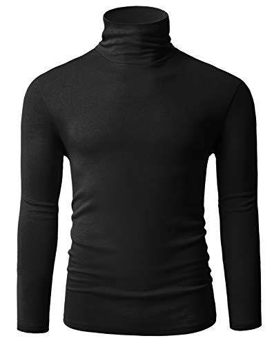 TAPULCO Mens Cotton Turtleneck Long Sleeve Shirts Slim Fitted Soft Stretchy Solid Color Casual Daily Tee Business Work Wear Basic T-shirts Apricot Medium