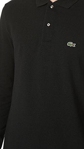 Lacoste Mens Classic Long Sleeve Pique Polo Shirt, Black, Small US