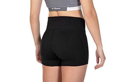 Mizuno womens Elevated 4" Inseam Volleyball Shorts, Black, XX-Small