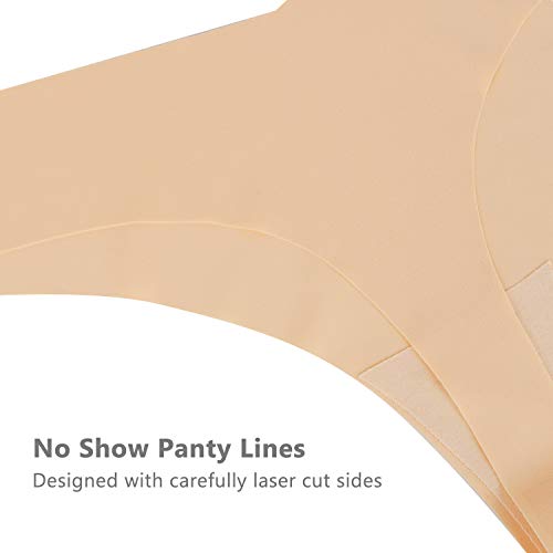 SHARICCA Women No Show Seamless Underwear Thong Invisible Soft Panties Multi Pack, S, 6P12