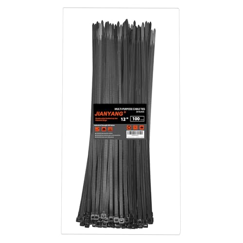 12 Inch Zip Ties Double Sided Toothed,100 LBS Tensile Strength Heavy Duty Cable Wire Ties With Self-Locking Adjustable More Durable Nylon Tie Wraps for Indoor Outdoor（100 Pack）
