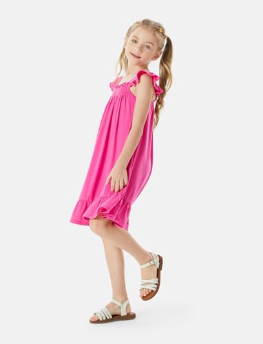 PATPAT 3 Pack Toddler Girls Clothes Ruffle Long Sleeve Casual Swing Princess Colorful Dress, White Yellow Butterfly, 9-10Years