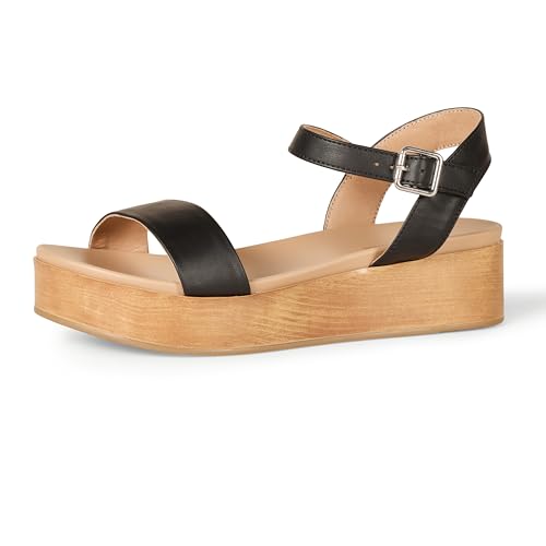 Amazon Essentials Women's Two Band Flatform Sandal, Cognac, 11