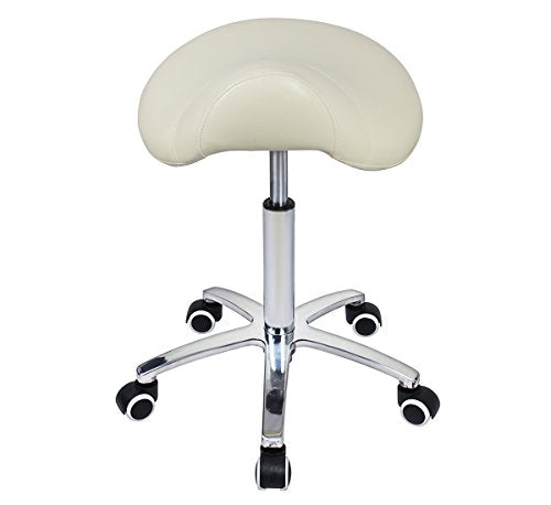 Antlu Saddle Stool Rolling Chair for Medical Lash Massage Salon Kitchen Spa,Adjustable Hydraulic Stool with Wheels (Beige)