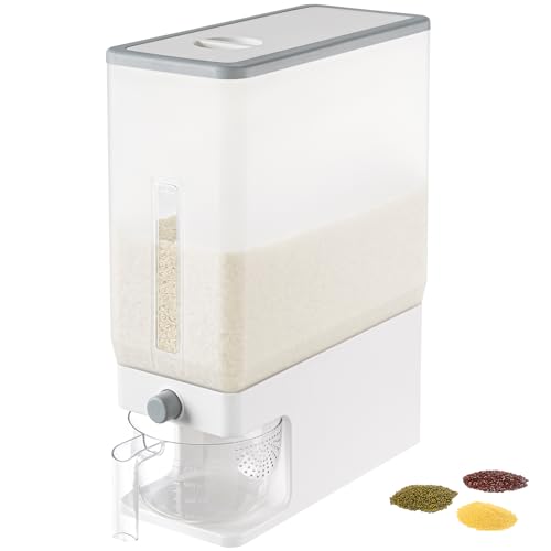 Lifewit Rice Dispenser 25 Lbs(11.3kg), Rice Storage Container Sealed Moisture Proof with Measuring Cup for Kitchen Pantry Household, BPA-Free