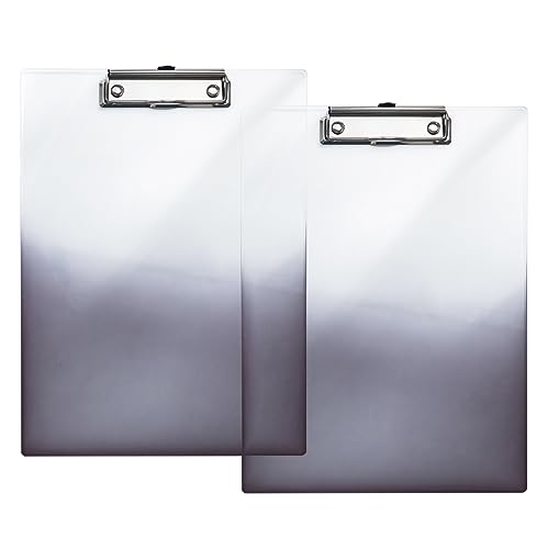 JIARI Gradient Color Acrylic Clipboards A4 Letter Size 8.6" x 12.2" Clipboard for classrooms, Offices, Doctor Offices, 2 Pack (Gradient Black)