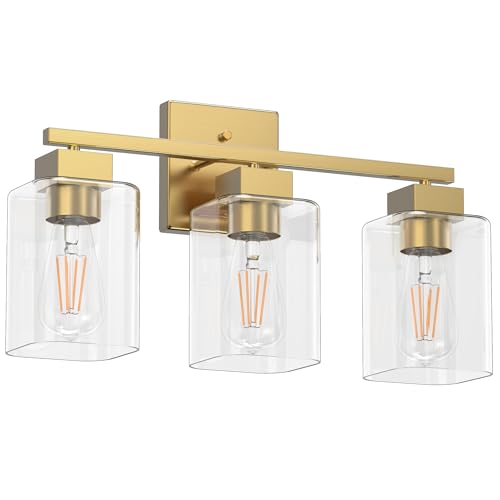 Espird Black Bathroom Vanity Light - 3 Light Bathroom Light Fixture Square Design & UL Certification, Bathroom Lighting Fixtures Over Mirror, Modern Matte Black Vanity Light for Bathroom & Restroom