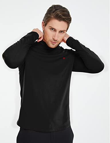 SSLR-Thermal-Shirts-for-Men-Turtleneck Long Sleeve Shirts Fleece Lined Winter Slim Fitted Mock Neck Base Layer (Small, Yellow)