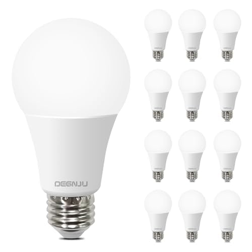 DEGNJU LED Light Bulbs, 100 Watt led Bulb Warm White, 5000K Daylight Light Bulbs, E26 Standard Base, 1500 Lumens, Non-Dimmable, 13W Bright White LED Bulbs for Bedroom Home Office, 12 Pack