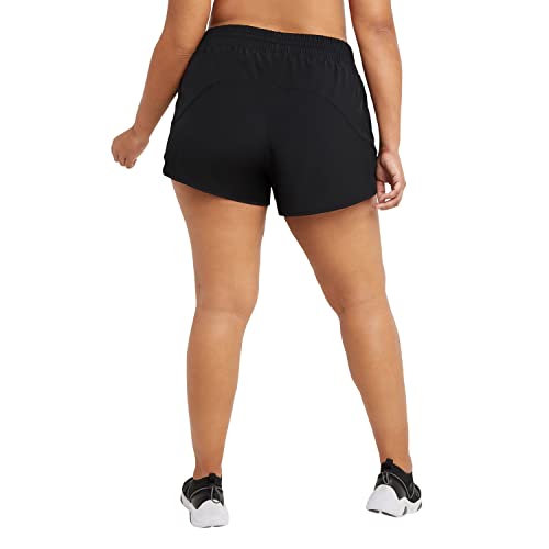 Champion, Moisture Wicking, Lightweight Sport Shorts for Women, 4" (Plus Size Available), Black, X-Small