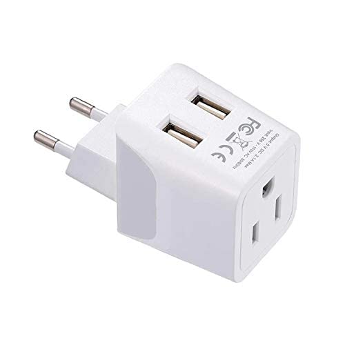 Ceptics India Travel Plug Set - with 2 USB + USA Socket Input - Type C and Type D- Ultra Compact - Safe Grounded Perfect for Cell Phones, Laptops, Camera Chargers