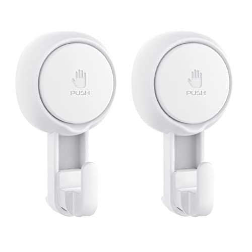 Elegear Heavy Duty Shower Hooks (2-Pack) - Waterproof, Reusable Vacuum Suction Hooks for Bathroom, Kitchen
