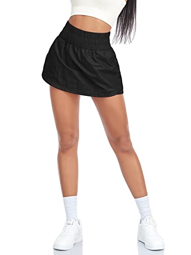 VUTRU Women's Tennis Skorts Athletic Quick-Dry Lightweight Golf Skorts Skirts with Phone Pockets Running Workout Skorts Black