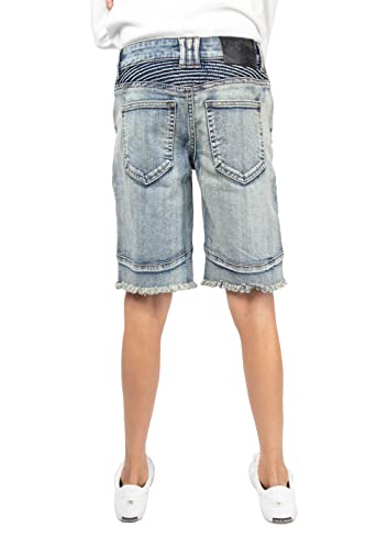 X RAY Boys Shorts, Big Boy & Little Kids Stretch Denim Shorts, Moto Biker & Fashion Rips Distressed Jean Shorts for Boys, Light Wash, 5