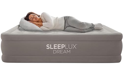 SLEEPLUX Dream Luxury 18" Twin Air Mattress with Built-in AlwayzAire Dual Pump, True-to-Size Raised Inflatable Mattress, Blow Up Bed with Ultra-Soft Flocked Top and Sides, 1-Year Warranty