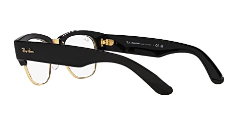 Ray-Ban RB0316S Mega Clubmaster Polarized Square Sunglasses, Black on Gold/Transition Clear to Sapphire, 50 mm