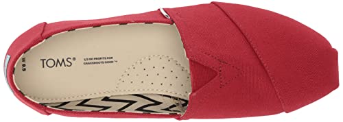 TOMS Women's Alpargata Recycled Cotton Canvas Loafer Flat, Red, 5