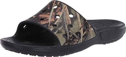 Crocs Men's and Women's Classic Slide Sandals, Black, 12 Women/10 Men