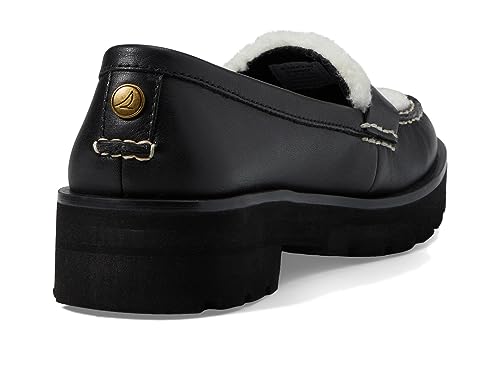 Sperry Women's Chunky Penny Loafer, Black Fuzzy, 10