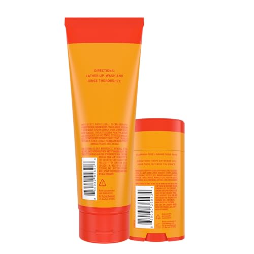 Mando Smooth Solid Stick (2.6 Ounce) + Acidified Body Wash (8.5 Ounce) - Clinically Proven to Block Odor All Day - Whole Body Safe For Pits, Packages + Feet (Bourbon Leather)
