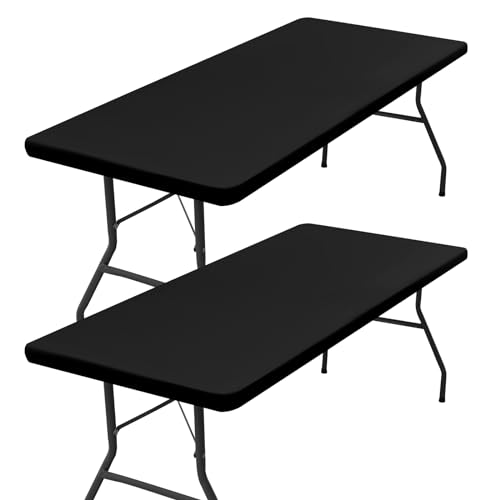 homing 2 Pack Rectangle Table Cloth, Elastic Fitted Fabric Tablecloth Fits for 6 Foot Folding Tables, Washable Table Cover for Picnic, Camping, Indoor & Outdoor (Teal, 30" x 72")