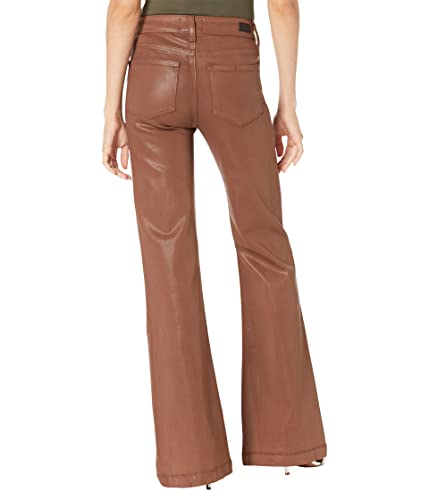 PAIGE Women's Genevieve high Rise Flare in Cognac Luxe Coating, 34