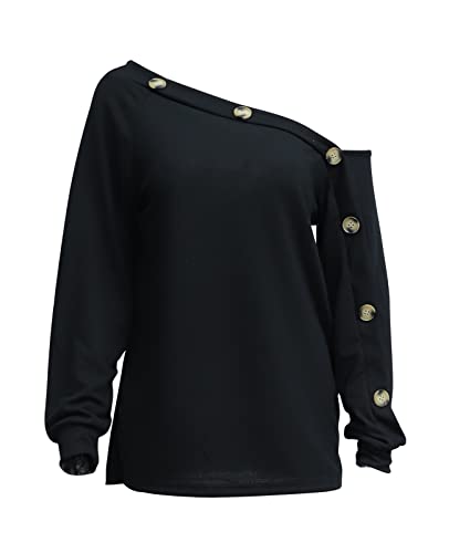 Zyyfly Off Shoulder Tops for Women Long Sleeve Casual Sexy Dressy Shirts Burgundy S