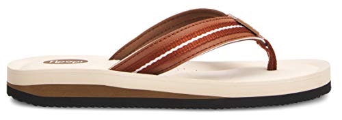 Floopi Flip Flops for Women Casual Thong Womens Sandals Comfort Heel Cushion, Ladies Beach Sandals with Indoor & Outdoor Anti Skid Soles (6, Tan/Brown-520)