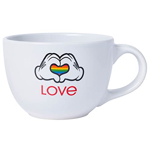 Silver Buffalo Mickey Mouse Hands Rainbow Pride Ceramic Soup Mug, 24 Ounces