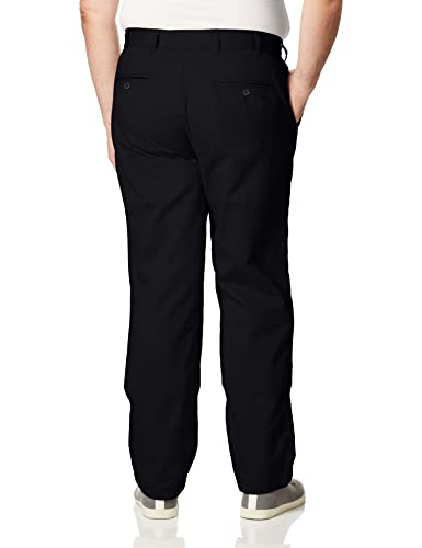 Nautica Men's Big and Tall Twill Flat-Front Pant, True Black, 44W x 36L