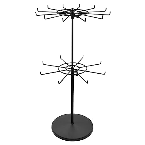 APL Display Heavy Duty Adjustable Two Tier Counter Top Spinner Display Stand, Black