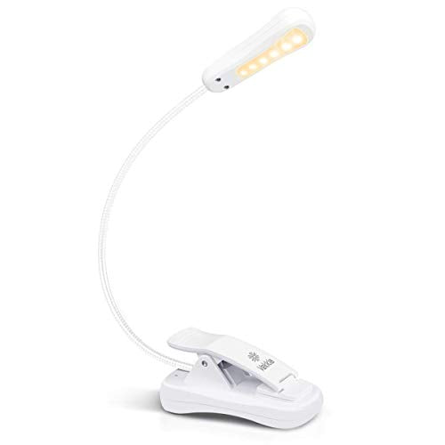 Vekkia Rechargeable 3000K LED Book Light, Easy Clip on Reading Lights for Reading in Bed. Perfect for Readers.