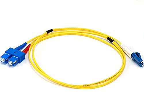 Monoprice Single-Mode Fiber Optic Cable - LC to LC, UL, 9/125 Type, Duplex, Corning, 2mm Cable Diameter, 1 Meter, Yellow