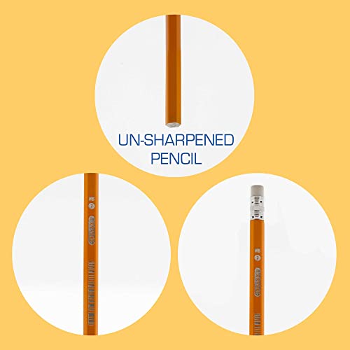 BAZIC Pencil #2 HB Pencils, Latex Free Eraser, Premium Wood Yellow Unsharpened Pencils (12/Pack), 1-Pack