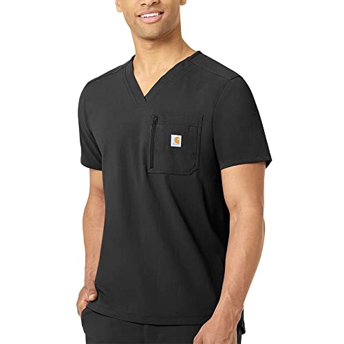 Carhartt Medical Men's Modern Fit Tuck-in Scrub Top, Black, S