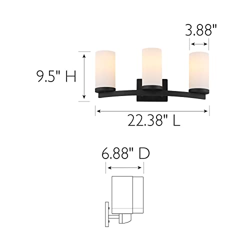 Design House 589150-BLK Desta Transitional Indoor 3-Light Vanity Light with Curved Bar, Matte Black