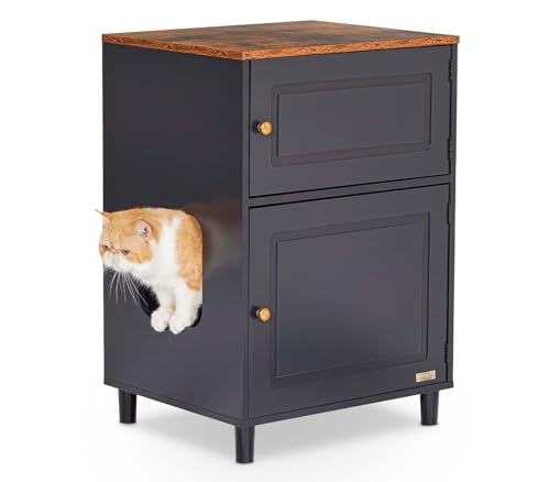 Petsfit Litter Box Enclosure, Odor-Free Design, Storage Cabinet, Easy-Clean, and Stylish Hidden Litter Box Furniture (A-Black)