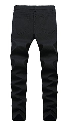 Qazel Vorrlon Men's Blue Skinny Ripped Jeans for Men Stretch Washed Slim Fit Pencil Denim Pants Blue, Size 40