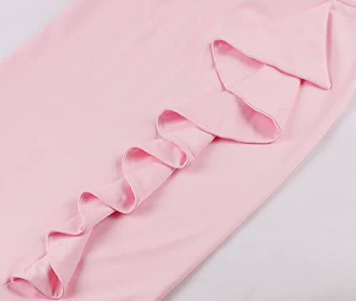 CISMARK Women's Vintage Short Sleeve Polka Dot Falbala Fold Slim Fit Pencil Dress (X-Large, RO07O)