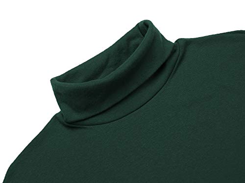 Poriff Men's Classic Turtleneck Tops Long Sleeve Slim Fit Knitted Cotton Pullover Sweaters Green Plaid S