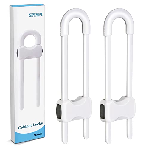 Baby Proofing Cabinets,Cabinet Locks for Babies,12 Pack U-Shaped Child Locks for Cabinets, Child Proof Cabinet Latches,Child Safety Cabinet Locks with Adjustable by SPISPI (Black)