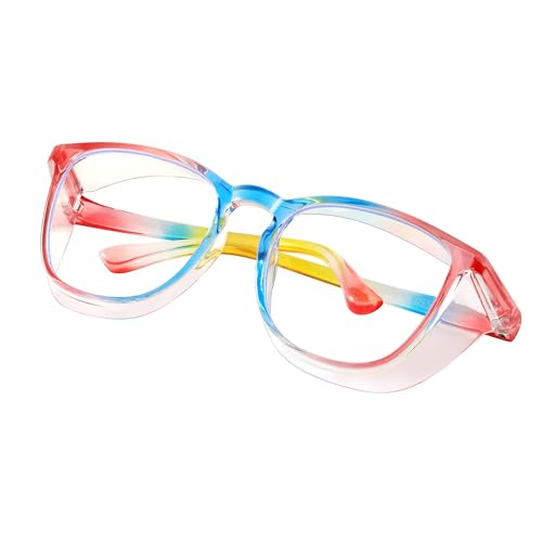 konqkin Safety glasses Goggles Nurses Protective Eyewear - Anti Fog Square Frame Stylish Clear Glasses for Women Men (black gery pink)