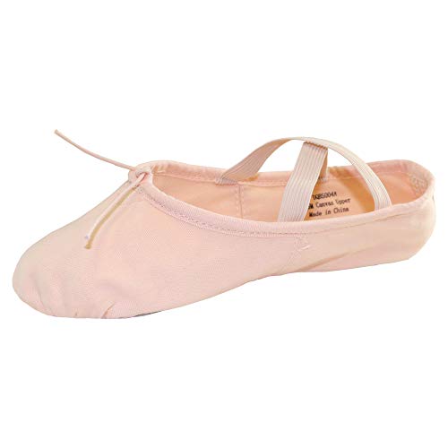 Danzcue Adult Canvas/Leather Ballet Shoes Split Sole Ballet Slippers for Women Dance Shoes, Pink, 11M